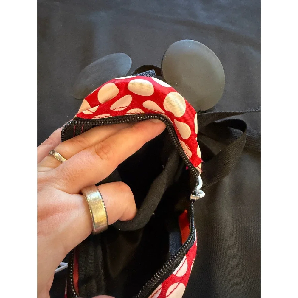 Disney Minnie Mouse Polka Dot Mini Backpack Crossbody Bag Red White Golfing Tag